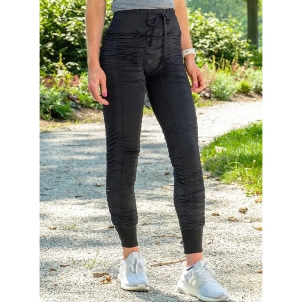 Agogie +40 Crossfit Resistance Compression Pants Black Ruched Athletic Legging L